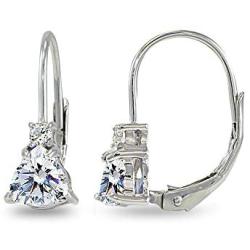 Sterling Silver Trillion-Cut Leverback Drop Earrings Made with Swarovski Zirconia