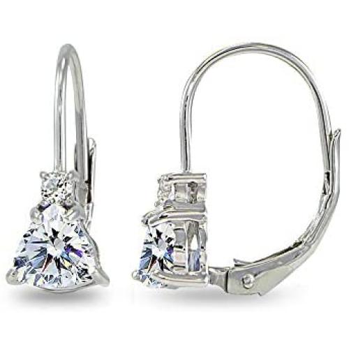 Sterling Silver Trillion-Cut Leverback Drop Earrings Made with Swarovski Zirconia