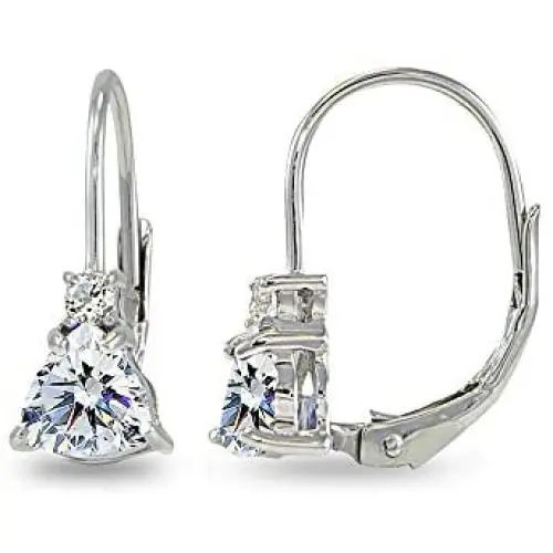 Sterling Silver Trillion-Cut Leverback Drop Earrings Made with Swarovski Zirconia