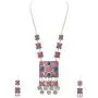 Zephyrr Fashion Oxidized Silver Afghani Style Pendant Necklace Earrings Set for Girls and Women