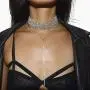 Aukmla Rhinestone Choker Lariat Diamond Necklace Body Chain Drop Diamante Choker Statement Jewelry Bridal Party Gift for Women and Girls