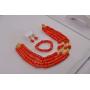 laanc Highly Necklace Jewelry Sets Natural Coral 4 Rows Orange-Gold Nigerian Women African Beads A-039D