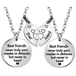 JJIA Best Friend Necklaces for 2, Friendship Gifts Thanksgiving, silver, Size L