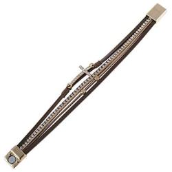 RIAH FASHION Bohemian Faux Leather Wrap Multi Layer Statement Bracelet - Cross Christian Religious Leatherette Cuff Crystal Rhinestone, Metallic Bead, Acrylic Pearl Bangle