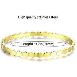 Stainless Steel Rhombus Bangle Bracelet for Women，Dainty Fashion Jewelry Gift for Wife Mom Girlfriend