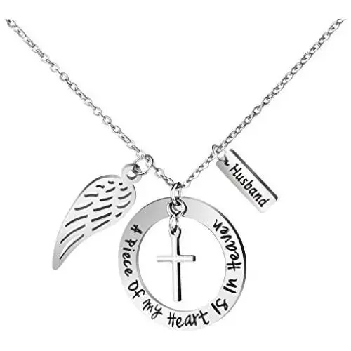 Joycuff A Piece of My Heart is in Heaven Memorial Necklace Personalized Sympathy Gifts for Women Sister Best Friend Loss of Loved One Angel Cross Charm Joycuff A Piece of My Heart is in Heaven Memorial Necklace Personalized Sympathy Gifts for Women Sister Best Friend Loss of Loved One Angel Cross Charm