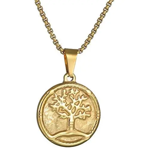 Jude Jewelers Stainless Steel Tree of Life Round Pendant Cockail Party Statement Necklace Jude Jewelers Stainless Steel Tree of Life Round Pendant Cockail Party Statement Necklace