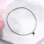 Cat Eye Jewels Swarovski Elements Crystal Black Leather Choker Square Cube Pendant Necklace for Women Girls