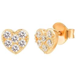 PAVOI 14K Gold Plated 925 Sterling Silver Earrings | Heart Stud Earrings | Gold Stud Earrings for Women
