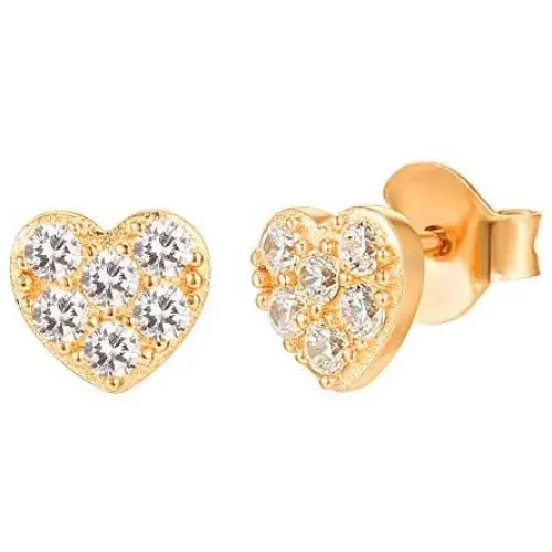 PAVOI 14K Gold Plated 925 Sterling Silver Earrings | Heart Stud Earrings | Gold Stud Earrings for Women