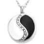 Cremation Jewelry for Ashes Yin and Yang w/CZ Stone Tai Chi Necklaces Stainless Pendant Free 20 Inch Chain+Fill Kit