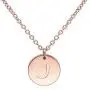 THREE KEYS JEWELRY Tiny Rose Gold Initial Necklace for Women Name Letter Charm Coin Round Small Cute Circle Script Pendant Mini Dainty Stainless Steel Initial Necklaces for Girls Women Daughter