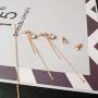 YAZILIND Clavicle Chain Cubic Zirconia Pendant Necklace Link Drop Dangle Stud Earrings Jewelry Set