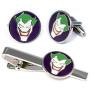SharedImagination Joker Minimalist Cufflinks, Justice League Tie Clip, DC Comics Batman vs Superman Tie Tack Jewelry, Harley Quinn Cuff Links Link Wedding Party Gift, Avengers Groomsmen Gifts