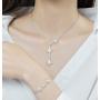 ALAIX Womens Necklace Sets Silver Gold Chain Necklaces with Long Shiny Bling Sparkle Pendant Adjuatable Sweater Necklace for Women and Girls