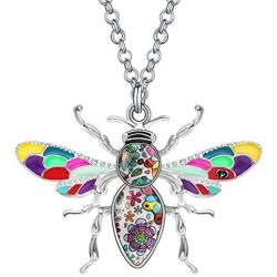 DUOWEI Enamel Bumblebee Honey Bee Necklace Charms Insects Pendant Jewelry Gifts for Women Teen Girls Kids