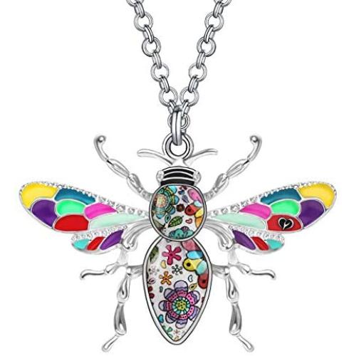 DUOWEI Enamel Bumblebee Honey Bee Necklace Charms Insects Pendant Jewelry Gifts for Women Teen Girls Kids