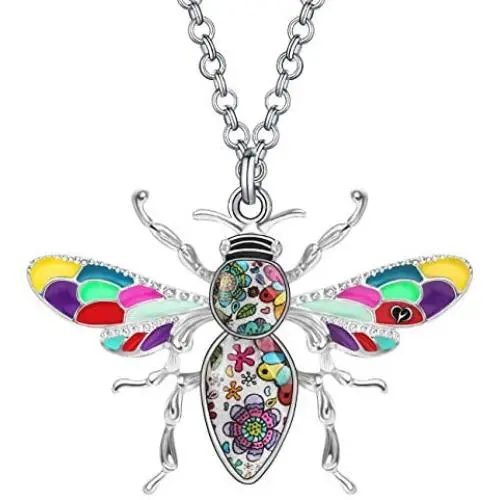 DUOWEI Enamel Bumblebee Honey Bee Necklace Charms Insects Pendant Jewelry Gifts for Women Teen Girls Kids