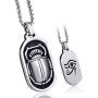 Elfasio Scarab Eye of Horus Egypt Necklace for Men Stainless Steel Both Sided Ancient Egyptian Symbol Protection Pendant Chain Set 18-30 inch