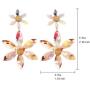 Nicole Miller New York Two Flowers Different Sizes Off-white Acrylic Transparent GoldDangle Earrings