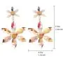 Nicole Miller New York Two Flowers Different Sizes Off-white Acrylic Transparent GoldDangle Earrings