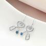 AOBOCO S925 Nurse Earrings Sterling Silver Fishhook Stethoscope Drop Earrings with Blue Crystal,Jewelry Gift for Doctor Nurse
