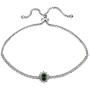 Sterling Silver Simulated Gemstone Flower Tennis Adjustable Bolo Bracelet
