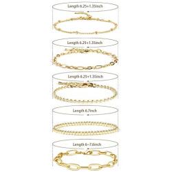 NA Gold Chain Bracelet Sets for Women GirlsBracelets Adjustable Layered Metal Link Bracelet Set Handmade Fashion Jewelry.