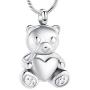 mingkejw Urn Necklaces for Ashes Teddy Bear Cremation Jewelry for Women Gilrs Keepsake Memorial Necklace for Human Pet Ashes Pendant