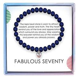 SOLINFOR 70th Birthday Gifts for Women - Lapis Lazuli Beads Bracelet - 70 Years Old Jewelry Gift Idea for Her