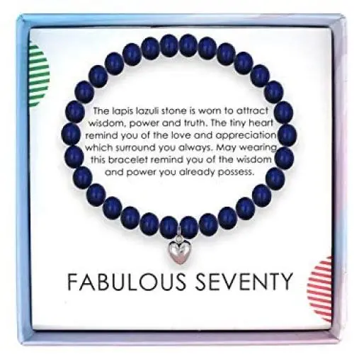 SOLINFOR 70th Birthday Gifts for Women - Lapis Lazuli Beads Bracelet - 70 Years Old Jewelry Gift Idea for Her SOLINFOR 70th Birthday Gifts for Women - Lapis Lazuli Beads Bracelet - 70 Years Old Jewelry Gift Idea for Her