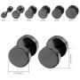 Aroncent 12PCS 6 Pairs 4-14mm Stainless Steel Black Stud Earrings Set Faux Fake Gauges Earrings Fake Ear Plugs Earrings