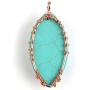 Top Plaza Vintage Copper Tree of Life Wire Wrapped Horse Eye Shape Natural Gemstone Pendant Necklace Chakra Reiki Healing Crystal Jewelry for Women - Synthetic Green Turquoise
