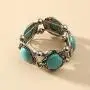 Sinkcangwu Bohemian Retro Pattern Ancient Oval Rhinestone Alloy Turquoise Bangles Statement Stretch Bracelet Fashion Jewelry for Women Girl Gift Sinkcangwu Bohemian Retro Pattern Ancient Oval Rhinestone Alloy Turquoise Bangles Statement Stretch Bracelet Fashion Jewelry for Women Girl Gift
