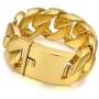 ROWIN&CO Jewelry Huge 32mm Mens Chunky Bracelet Heavy Sturdy 18K Yellow Gold PVD Plating Stainless Steel Cuban Chain with Box Clasp, 9.5 Inch/10.5 oz