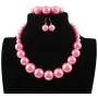 Shineland Simple Large Big Simulated Pearl Statement Necklace Bracelet and Earrings Jewelry Set (Pink) Shineland Simple Large Big Simulated Pearl Statement Necklace Bracelet and Earrings Jewelry Set (Pink)