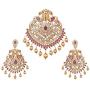 Tarinika Kriya Gold-Plated Cubic Zirconia Indian Pendant Necklace and Earring Jewelry Set - White Red