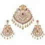 Tarinika Kriya Gold-Plated Cubic Zirconia Indian Pendant Necklace and Earring Jewelry Set - White Red