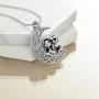 POPLYKE Nightmare Before Christmas Necklace for Women Sterling Silver Jack Skellington and Sally on The Moon Pendant Necklace Valentines Day for Girls