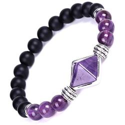 Fashion Natural amethyst power stone bracelet yoga chakra crystal cut pyramid bracelet chain beads Jewelry decorative Gift