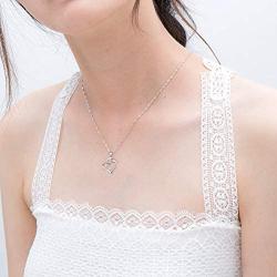 Uloveido White Gold Plated Arrow Heart Pendant Necklace for Women Girls with Purple White Cubic Zirconia N662