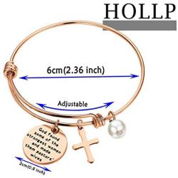 HOLLP Pastors Wife Gift Religious Jewelry Pastor Appreciation Gifts God Found Some of The Strongest Women and Made Them Pastors Wives Bracelet with Cross Charm