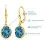 Gem Stone King 3.60 Ct Oval London Blue Topaz 18K Yellow Gold Plated Silver 27mm Length Dangle Earrings