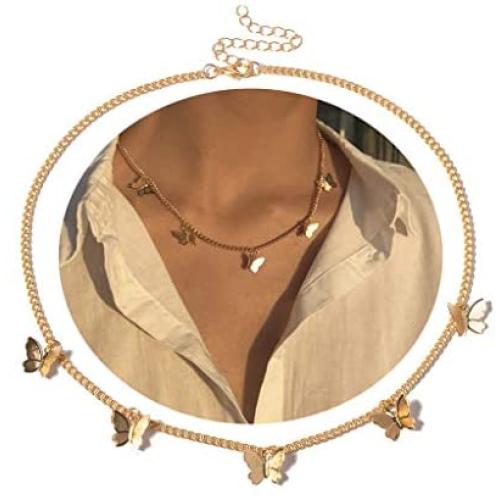 Joyiever Dainty Butterfly Necklace for Women Gold Choker Necklaces Butterfly Choker for Wife Girlfriend Friends Gifts