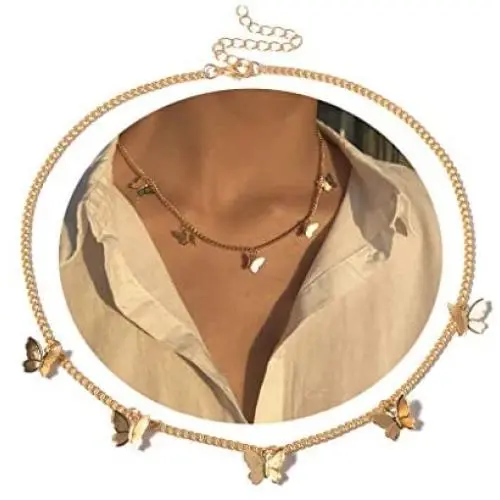 Joyiever Dainty Butterfly Necklace for Women Gold Choker Necklaces Butterfly Choker for Wife Girlfriend Friends Gifts