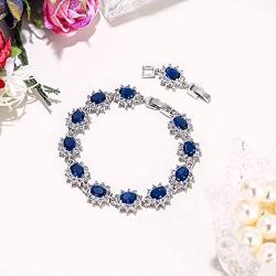 EVER FAITH Womens Austrian Crystal Zircon Bridal Snowflake Flower Tennis Bracelet Silver-Tone
