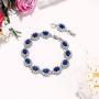 EVER FAITH Womens Austrian Crystal Zircon Bridal Snowflake Flower Tennis Bracelet Silver-Tone
