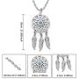 lauhonmin 3pcs Women Retro Silver Turquoise Feather Dream Catcher Pendant Necklace Earrings Set Family Friend Gift