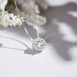Cat Eye Jewels Sterling Silver Cubic Zirconia Diamond Rose Gold Halo Wedding Necklace for Women Girls