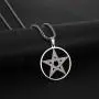 TEAMER Gold Silver Supernatural Star Pentagram Pentacle Pendant Necklace Wiccan Jewelry for Women Men